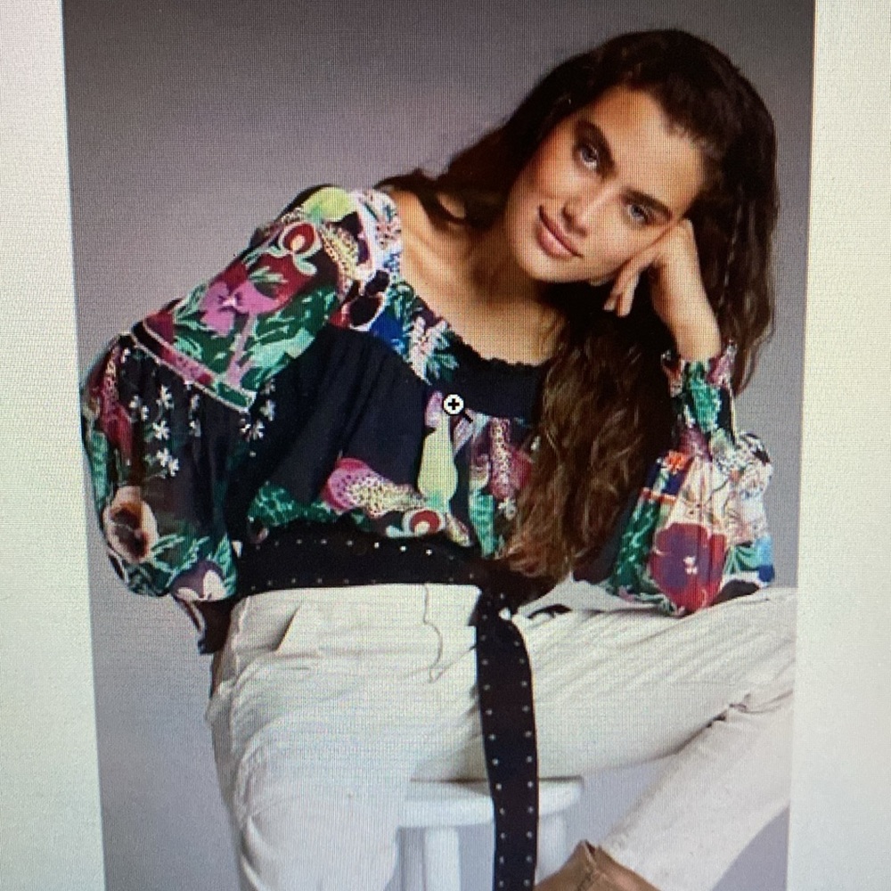 Anthropologie puff sleeve Lil Sire floral blouse. Size Small. NWT - Picture 2 of 6